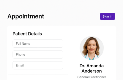 Appointment Booking Demo - Patient Overview Panel