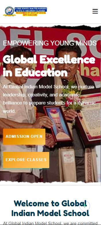 Global Indian Model School Web Application Screenshot